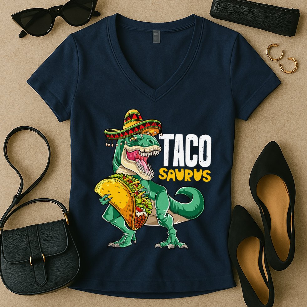 Tacosaurus Taco Cinco De Mayo Dinosaur T Rex Women's V-Neck T-Shirt