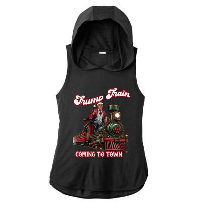 Trump Train Christmas Coming To Town Santa Trump 2024 Xmas Gift Ladies PosiCharge Tri-Blend Wicking Draft Hoodie Tank