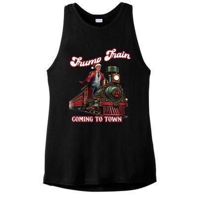 Trump Train Christmas Coming To Town Santa Trump 2024 Xmas Gift Ladies PosiCharge Tri-Blend Wicking Tank