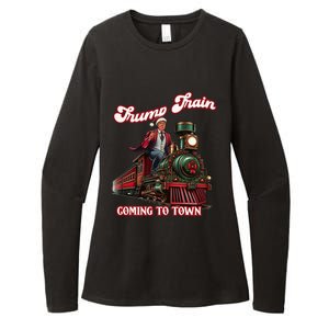 Trump Train Christmas Coming To Town Santa Trump 2024 Xmas Gift Womens CVC Long Sleeve Shirt