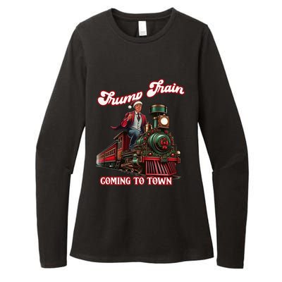 Trump Train Christmas Coming To Town Santa Trump 2024 Xmas Gift Womens CVC Long Sleeve Shirt