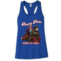 Trump Train Christmas Coming To Town Santa Trump 2024 Xmas Gift Women's Racerback Tank