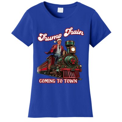 Trump Train Christmas Coming To Town Santa Trump 2024 Xmas Gift Women's T-Shirt