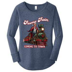 Trump Train Christmas Coming To Town Santa Trump 2024 Xmas Gift Women's Perfect Tri Tunic Long Sleeve Shirt