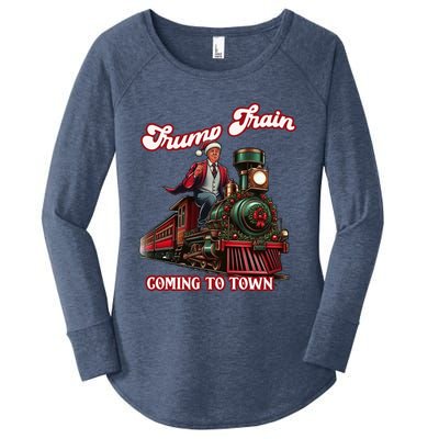 Trump Train Christmas Coming To Town Santa Trump 2024 Xmas Gift Women's Perfect Tri Tunic Long Sleeve Shirt