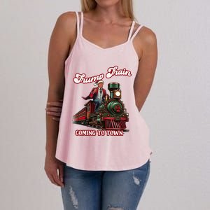 Trump Train Christmas Coming To Town Santa Trump 2024 Xmas Gift Women's Strappy Tank