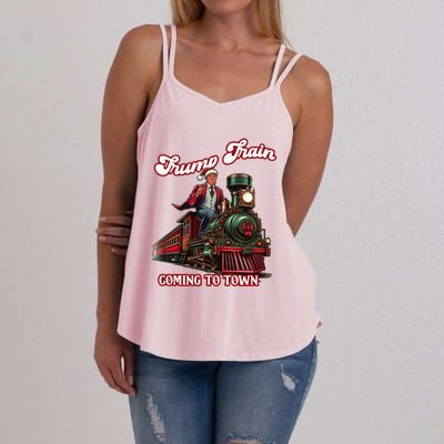 Trump Train Christmas Coming To Town Santa Trump 2024 Xmas Gift Women's Strappy Tank