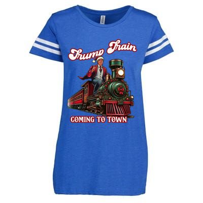 Trump Train Christmas Coming To Town Santa Trump 2024 Xmas Gift Enza Ladies Jersey Football T-Shirt