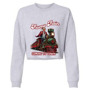 Trump Train Christmas Coming To Town Santa Trump 2024 Xmas Gift Cropped Pullover Crew