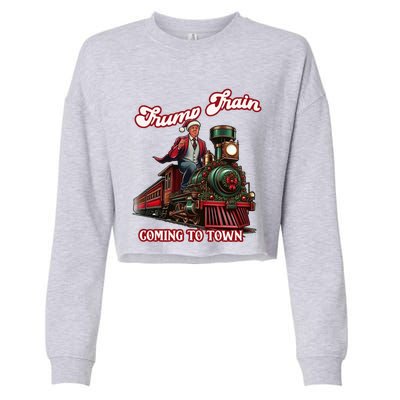 Trump Train Christmas Coming To Town Santa Trump 2024 Xmas Gift Cropped Pullover Crew