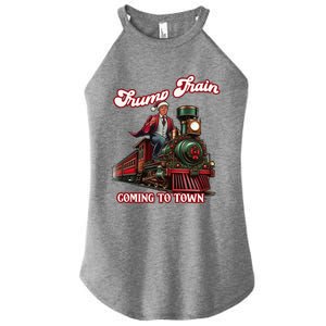 Trump Train Christmas Coming To Town Santa Trump 2024 Xmas Gift Women's Perfect Tri Rocker Tank