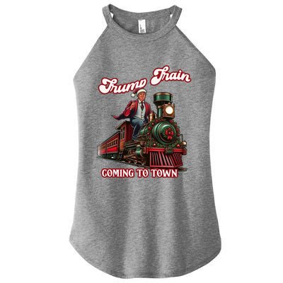 Trump Train Christmas Coming To Town Santa Trump 2024 Xmas Gift Women's Perfect Tri Rocker Tank