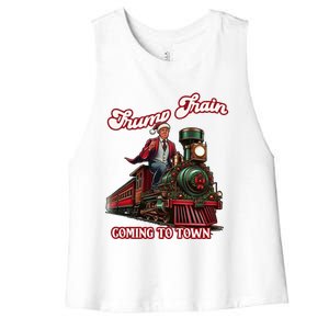 Trump Train Christmas Coming To Town Santa Trump 2024 Xmas Gift Women's Racerback Cropped Tank