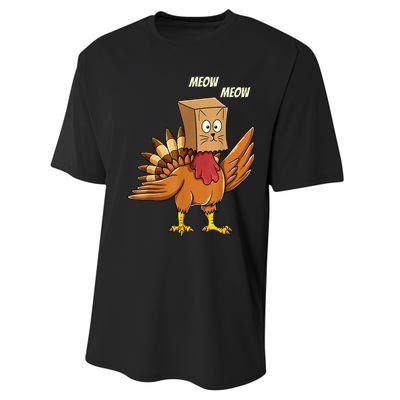 Thanksgiving Turkey Cat Meow Funny Thanksgiving Performance Sprint T-Shirt