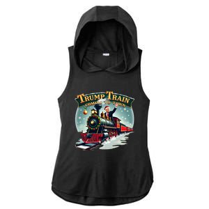 Trump Train Coming To Town Funny Christmas Santa Claus Great Gift Ladies PosiCharge Tri-Blend Wicking Draft Hoodie Tank