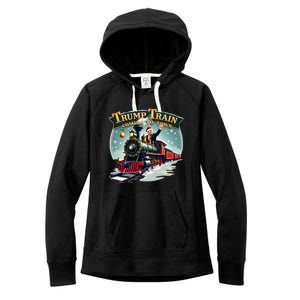 Trump Train Coming To Town Funny Christmas Santa Claus Great Gift Women's Fleece Hoodie