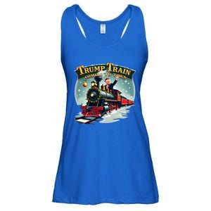 Trump Train Coming To Town Funny Christmas Santa Claus Great Gift Ladies Essential Flowy Tank