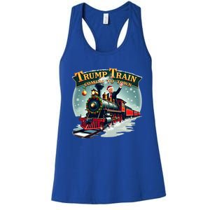 Trump Train Coming To Town Funny Christmas Santa Claus Great Gift Women's Racerback Tank