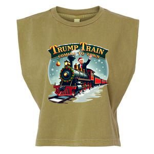 Trump Train Coming To Town Funny Christmas Santa Claus Great Gift Garment-Dyed Women's Muscle Tee