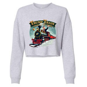 Trump Train Coming To Town Funny Christmas Santa Claus Great Gift Cropped Pullover Crew