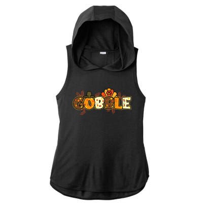 Thanksgiving Turkey Celebration Joyful Festivities Ladies PosiCharge Tri-Blend Wicking Draft Hoodie Tank