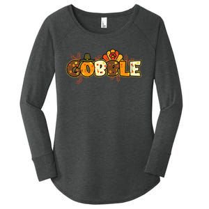 Thanksgiving Turkey Celebration Joyful Festivities Women's Perfect Tri Tunic Long Sleeve Shirt