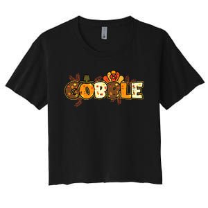 Thanksgiving Turkey Celebration Joyful Festivities Women's Crop Top Tee