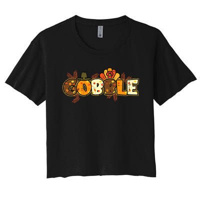 Thanksgiving Turkey Celebration Joyful Festivities Women's Crop Top Tee