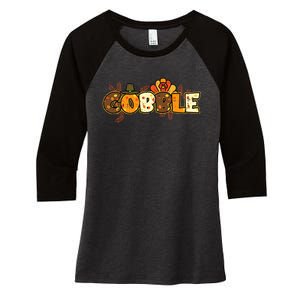 Thanksgiving Turkey Celebration Joyful Festivities Women's Tri-Blend 3/4-Sleeve Raglan Shirt