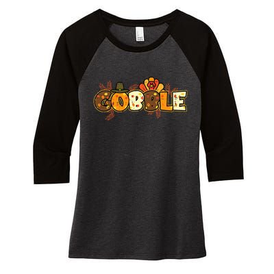 Thanksgiving Turkey Celebration Joyful Festivities Women's Tri-Blend 3/4-Sleeve Raglan Shirt