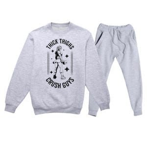 Thick Thighs Crush Guys Gym Workout Fitness Bodybuilding Premium Crewneck Sweatsuit Set