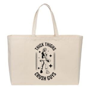 Thick Thighs Crush Guys Gym Workout Fitness Bodybuilding Cotton Canvas Jumbo Tote