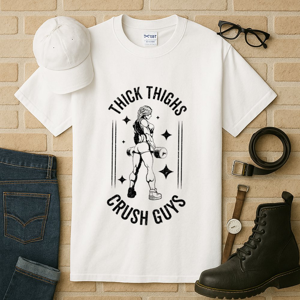 Thick Thighs Crush Guys Gym Workout Fitness Bodybuilding Tall T-Shirt