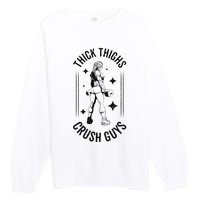 Thick Thighs Crush Guys Gym Workout Fitness Bodybuilding Premium Crewneck Sweatshirt