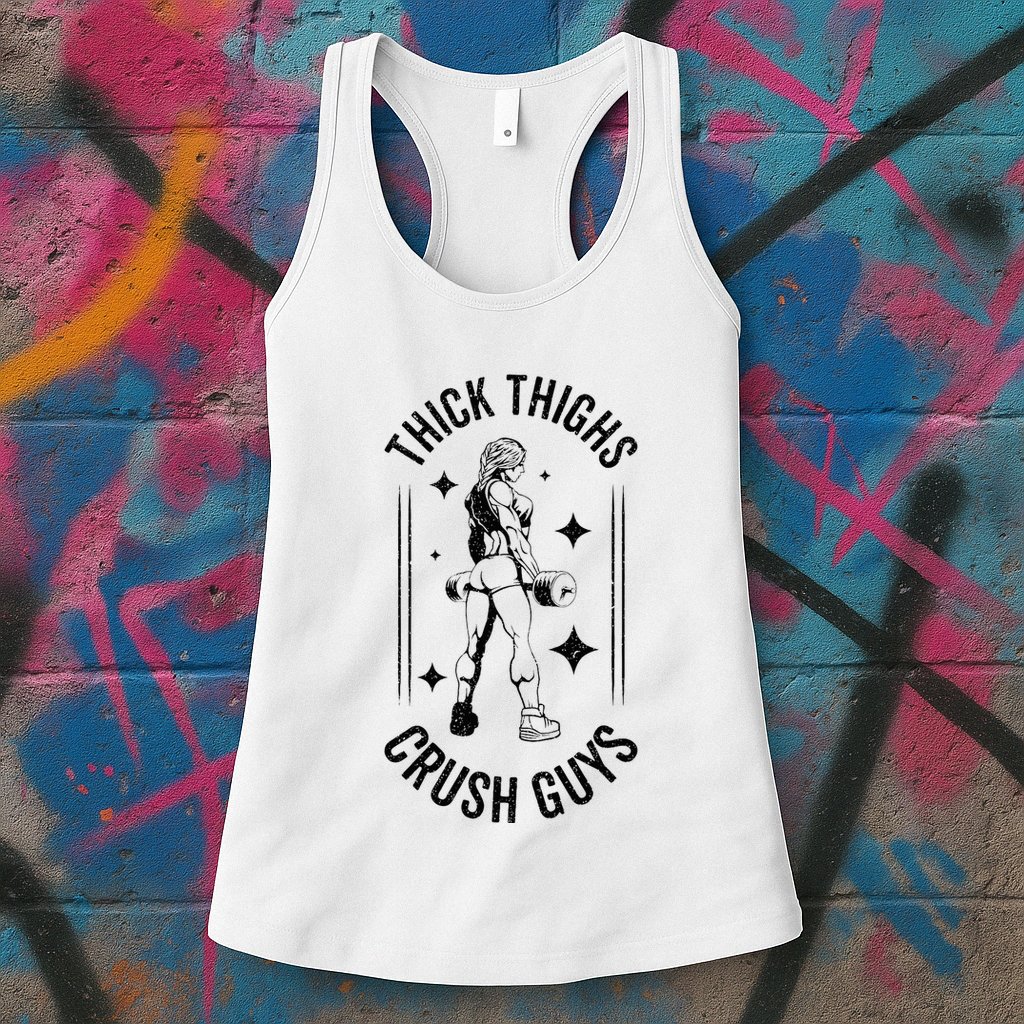 Thick Thighs Crush Guys Gym Workout Fitness Bodybuilding Womens Tank Top