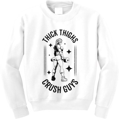 Thick Thighs Crush Guys Gym Workout Fitness Bodybuilding Kids Sweatshirt