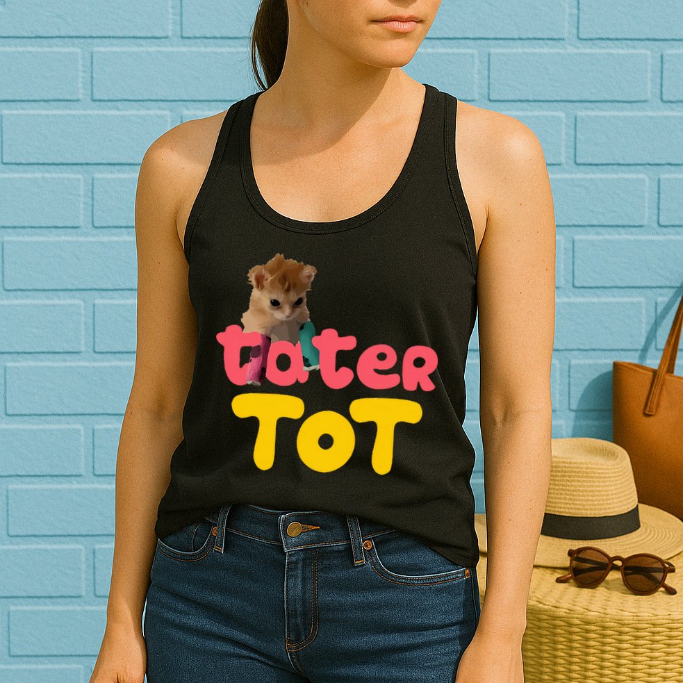 Tater Tot Cute Cat Womens Tank Top