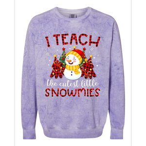 Teach The Cutest Snowmies Teacher Christmas Pajamas Xmas Colorblast Crewneck Sweatshirt