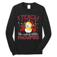 Teach The Cutest Snowmies Teacher Christmas Pajamas Xmas Long Sleeve Shirt