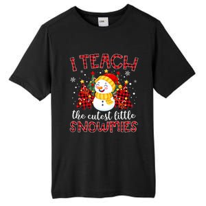 Teach The Cutest Snowmies Teacher Christmas Pajamas Xmas Tall Fusion ChromaSoft Performance T-Shirt