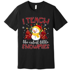 Teach The Cutest Snowmies Teacher Christmas Pajamas Xmas Premium T-Shirt