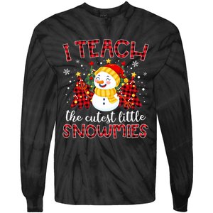 Teach The Cutest Snowmies Teacher Christmas Pajamas Xmas Tie-Dye Long Sleeve Shirt