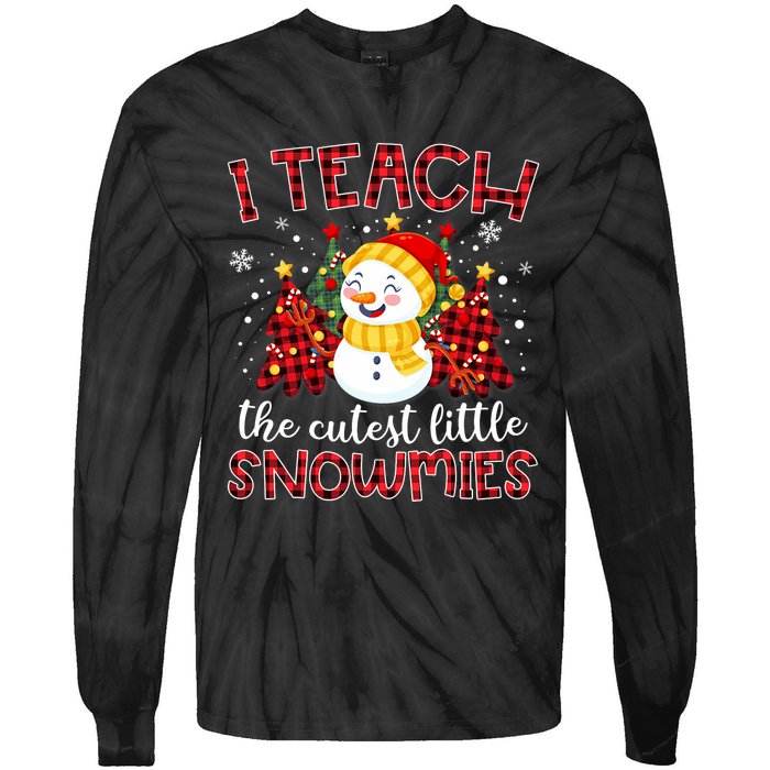 Teach The Cutest Snowmies Teacher Christmas Pajamas Xmas Tie-Dye Long Sleeve Shirt