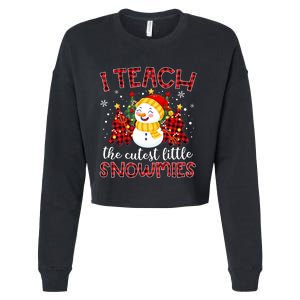 Teach The Cutest Snowmies Teacher Christmas Pajamas Xmas Cropped Pullover Crew