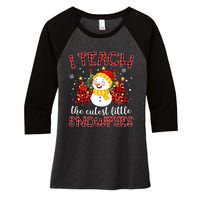 Teach The Cutest Snowmies Teacher Christmas Pajamas Xmas Women's Tri-Blend 3/4-Sleeve Raglan Shirt