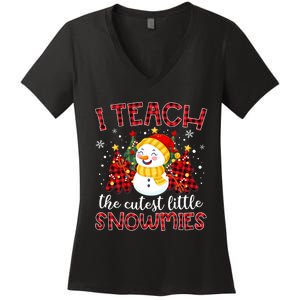 Teach The Cutest Snowmies Teacher Christmas Pajamas Xmas Women's V-Neck T-Shirt