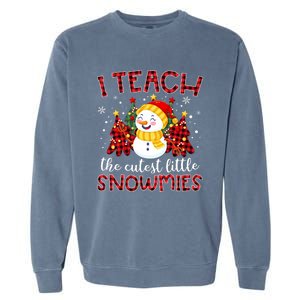 Teach The Cutest Snowmies Teacher Christmas Pajamas Xmas Garment-Dyed Sweatshirt