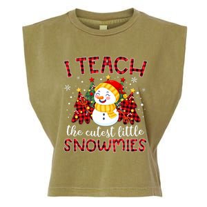 Teach The Cutest Snowmies Teacher Christmas Pajamas Xmas Garment-Dyed Women's Muscle Tee