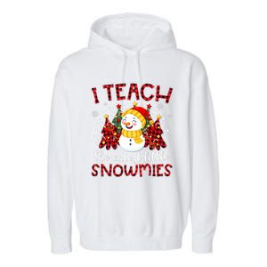 Teach The Cutest Snowmies Teacher Christmas Pajamas Xmas Garment-Dyed Fleece Hoodie