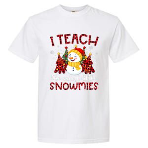 Teach The Cutest Snowmies Teacher Christmas Pajamas Xmas Garment-Dyed Heavyweight T-Shirt